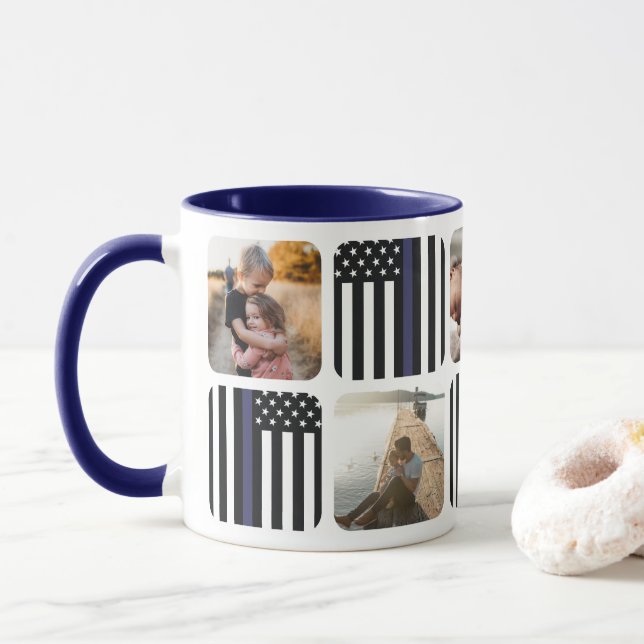 Caneca Foto do Policial Thin Blue Line (Com Donut)