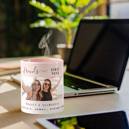 Caneca Foto dos melhores amigos cor-de-rosa