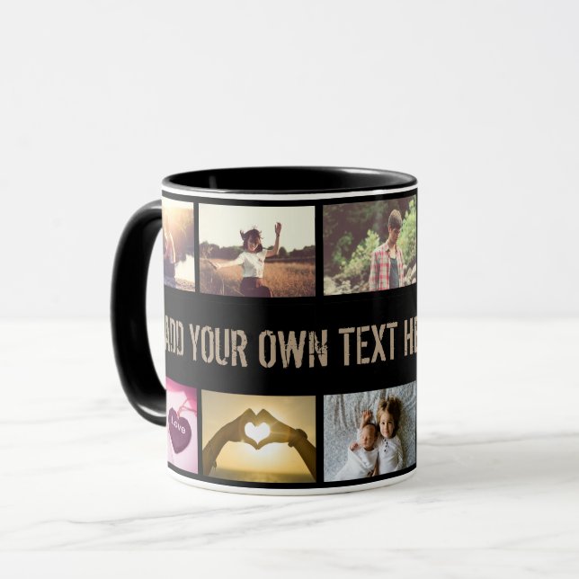 Caneca Foto e mensagem em preto moderno (Frente Esquerda)