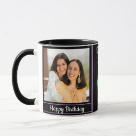 Caneca Foto e nome de aniversário feliz moderno