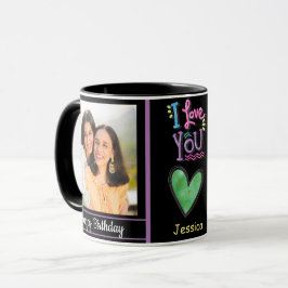 Caneca Foto e nome de aniversário feliz moderno