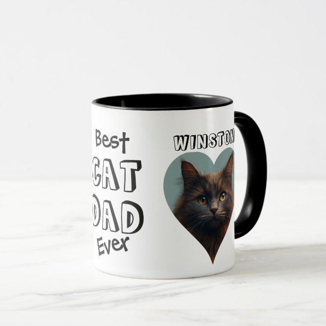 Caneca Foto E Nome Personalizados Do Melhor Pai De Cat (Frente Esquerda)