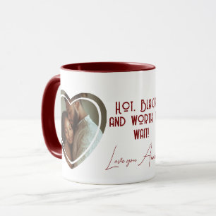 Caneca Foto em forma de coração personalizado a preto que