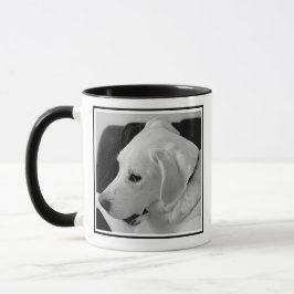Caneca Foto em preto e branco do Dia de as mães de Cachor