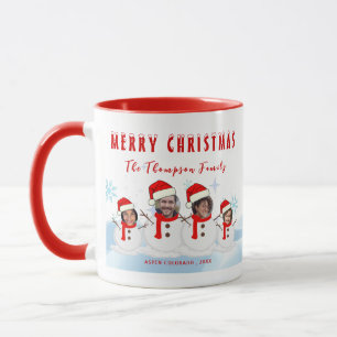 Caneca Foto engraçada de Natal da família do boneco de ne