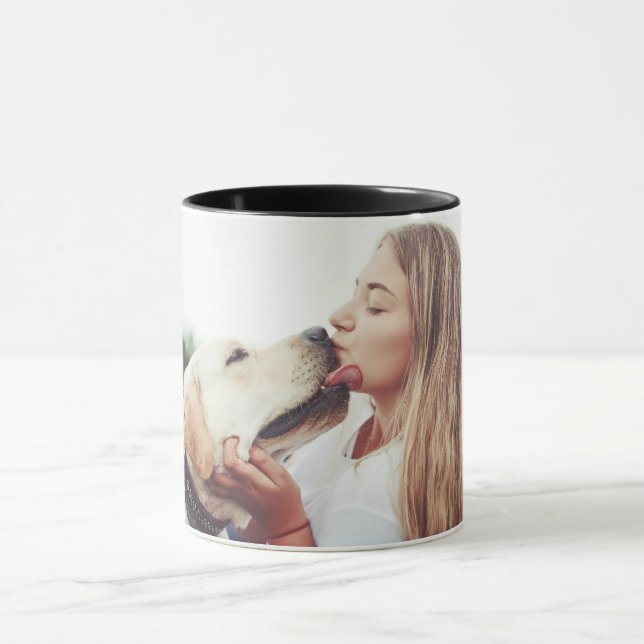 Caneca Foto Moderna de Beijo de Petinho Adorável (Centro)
