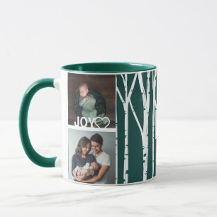Caneca Foto Múltipla de Amor e Joy da Árvore Verde de Bir