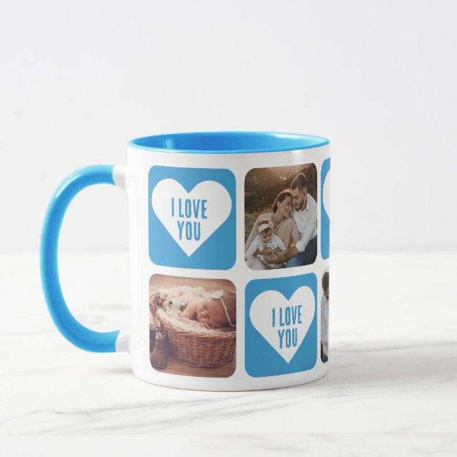 Caneca Foto Personalizada Azul E Bonita Que Te Amo Mug (Esquerda)