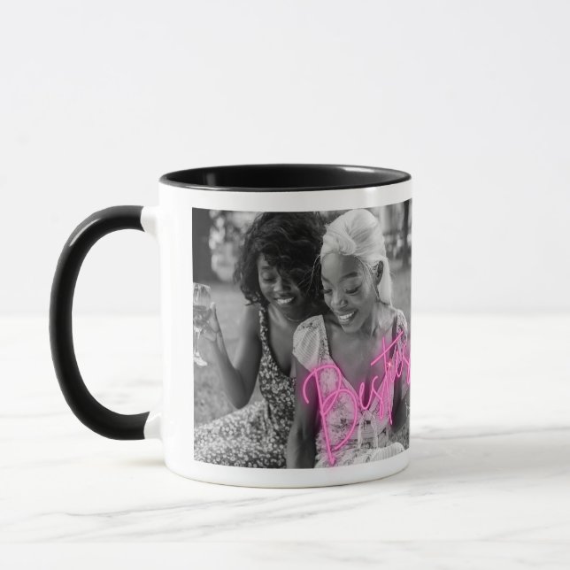 Caneca Foto personalizada "Besties" em preto e branco (Esquerda)