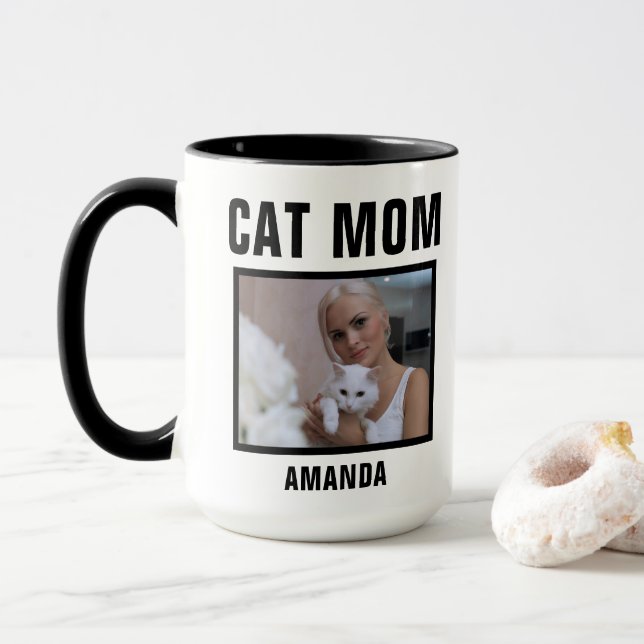 Caneca Foto personalizada da Cat Mãe Personalizada (Com Donut)
