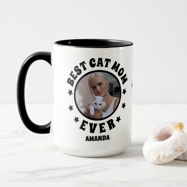 Caneca Foto Personalizada Da Melhor Cat Mãe De Todos Os D (Com Donut)