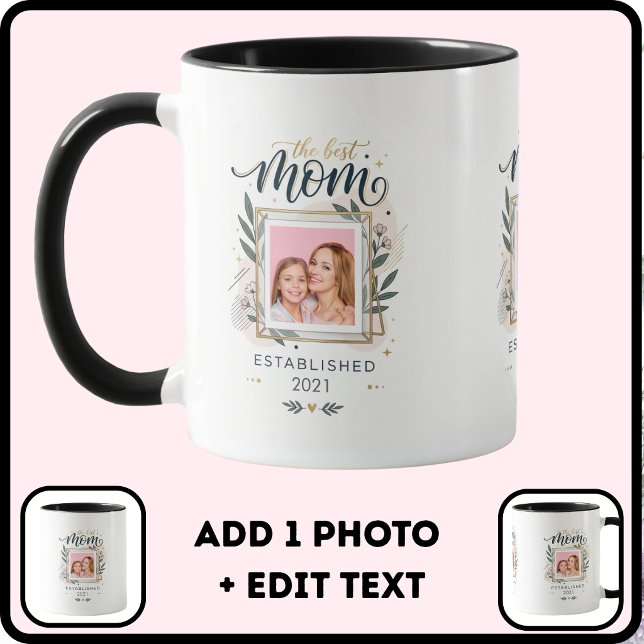 Caneca Foto Personalizada da Melhor Mãe Data Fofa Estabel (Criador carregado)