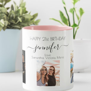 Caneca Foto personalizada de aniversário amigos brancos 