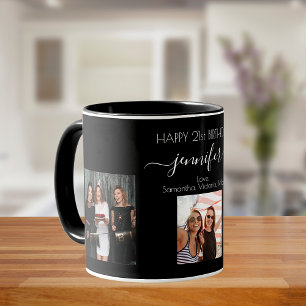 Caneca Foto personalizada de aniversário amigos chic pre