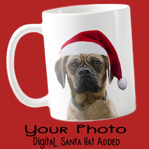 Caneca Foto personalizada de Dog Santa Hat, presente para