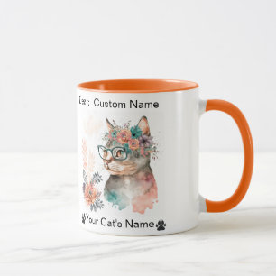 Caneca Foto personalizada de gato e nome Vidro de gato fl