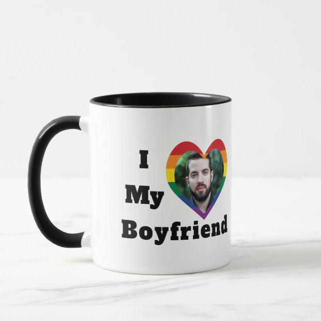 Caneca Foto personalizada de orgulho gay LGBTQ que amo me (Esquerda)