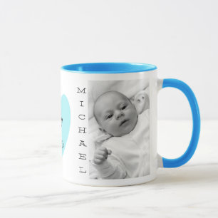 Caneca Foto personalizada do bebê Blue Handle Coffee Mug