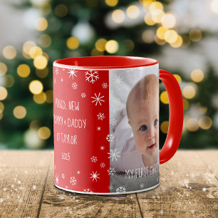Caneca Foto personalizada do bebê de Natal de 1rua Novo P