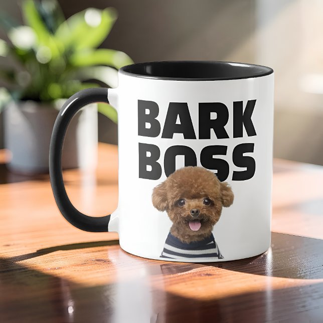 Caneca Foto Personalizada do Cachorro Chefe com Latido En (Criador carregado)