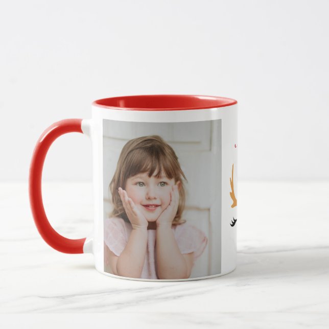 Caneca Foto personalizada do Natal Vermelho e Bonito (Esquerda)