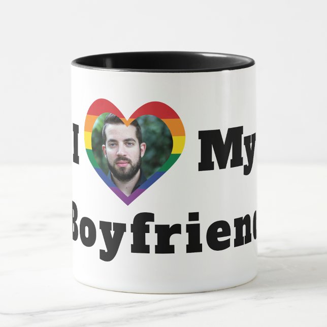 Caneca Foto personalizada do Orgulho gay LGBTQ Amo meu Na (Criador carregado)