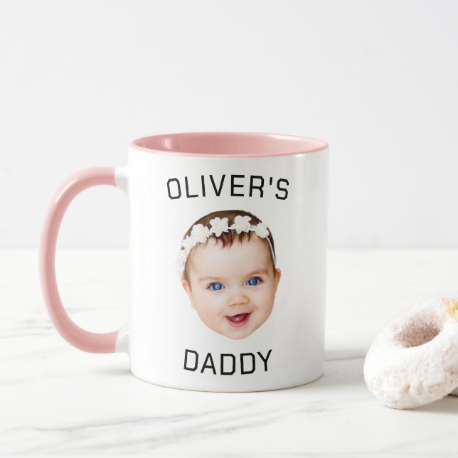 Caneca Foto Personalizada Do Rosto Do Bebê Para Pai (Com Donut)