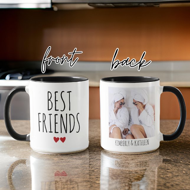 Caneca Foto personalizada e nome dos melhores amigos Mug, (best friends mug, custom photo mug, personalized gift for friend, custom name mug, BFF gift)