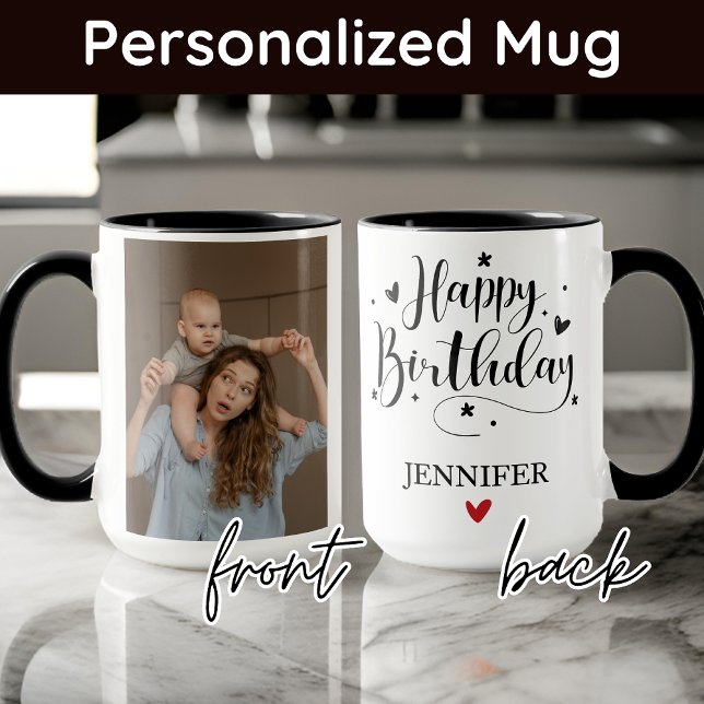 Caneca Foto personalizada e nome Feliz Aniversário Mug pa (personalized name mug, birthday gift for her, custom birthday mug, gift for mom, mama gift )