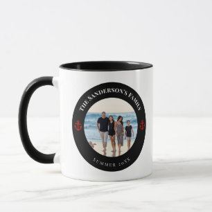 Caneca Foto personalizada em círculo preto com âncora ver