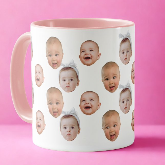 Caneca Foto Personalizada Engraçada Do Bebê Face 3 Fotos (Criador carregado)