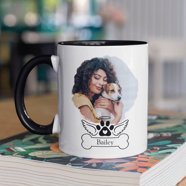 Caneca Foto personalizada Memorial Angel Wings (Personalized Photo Dog Memorial Angel Wings Mug
)