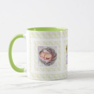 Caneca Foto personalizada Padrão Verde Dia da Mãe Mamãe