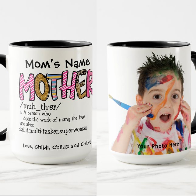 Caneca Foto personalizável da super-mulher do Santo-mãe (Criador carregado)