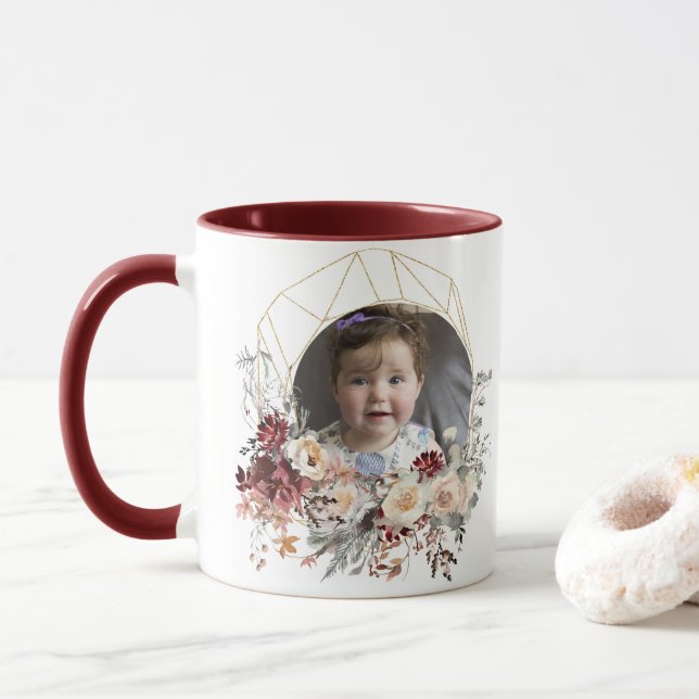 Caneca Foto Romântica Floral (Com Donut)