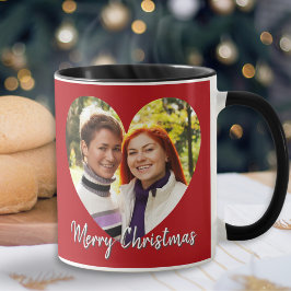 Caneca Foto Romântica Moderna Fofa Coração Feliz Natal
