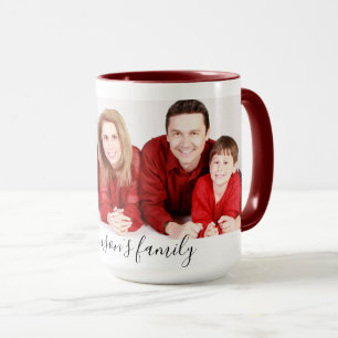 Caneca Foto & Texto Personalizado de Família Moderno 
