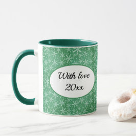 Caneca Foto Verde da neve de inverno de Natal