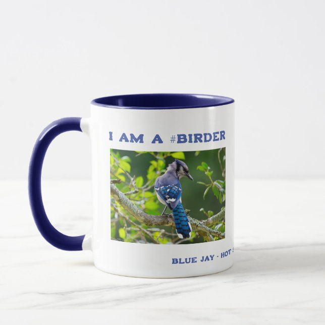 Caneca Fotografia da Natureza Pássaro Azul Tímido Observa (Esquerda)