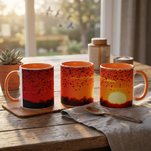 Caneca Fotografia da Natureza: Voo de Melrosas em Quivira