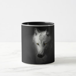 Caneca Fotografia do lobo, preto e branco