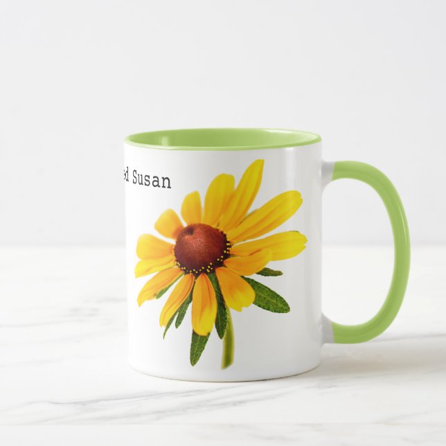 Caneca Fotografia floral de olhos pretos amarela de Susan (Direita)