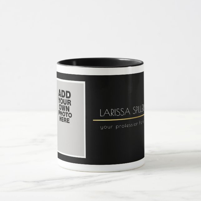 Caneca fotografia profissional negra moderna (Centro)