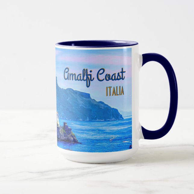 Caneca Fotografia retro do viagem de Amalfi Italia Europa (Direita)