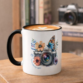Caneca Fotógrafo da Natureza Borboleta Floral Cabo Preto