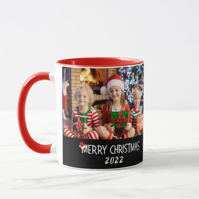 Caneca Fotos da família Feliz Natal Papai Noel  (Esquerda)