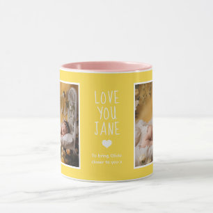 Caneca Fotos de Amor de Sogra Modernas Amarelo C61 Branco