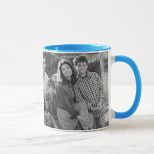 Caneca Fotos de família azuis dos abacaxis   da tintura