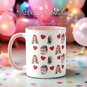 Caneca Fotos de rosto da família personalizada e engraçad