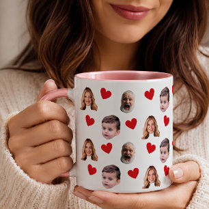 Caneca Fotos engraçadas com rostos de família personaliza